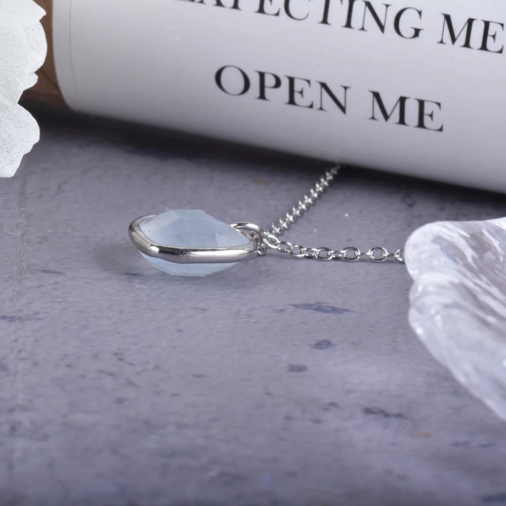 Aquamarine Heart Pendant Necklace | Natural Gemstone