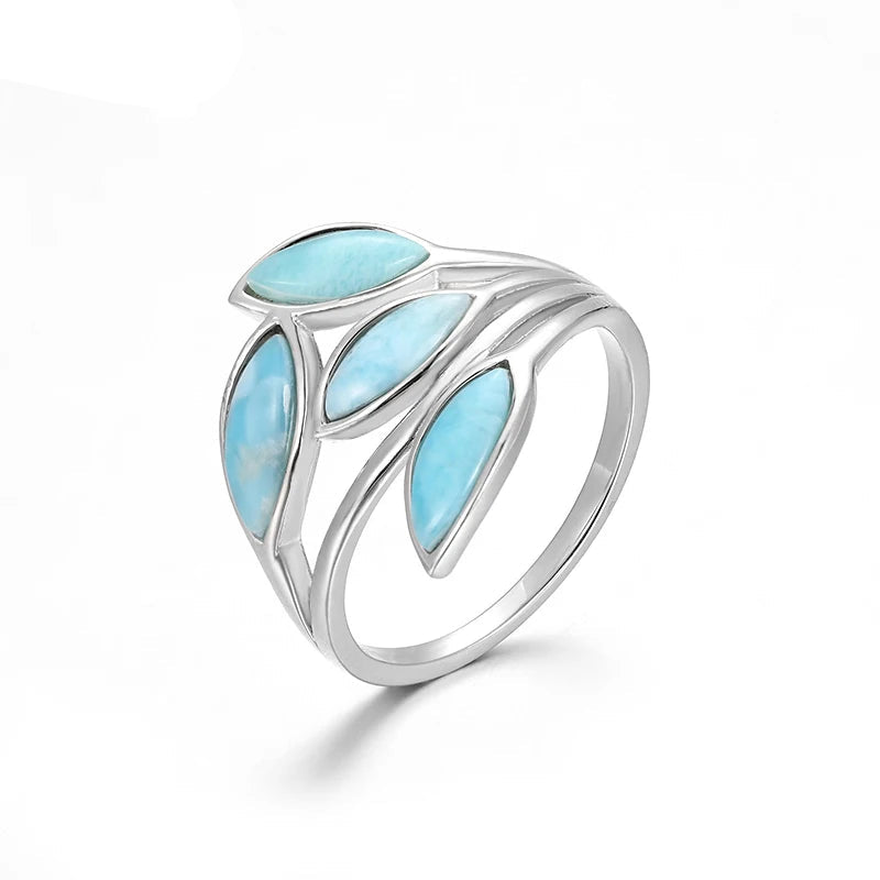Larimar 925 Sterling Silver Cocktail Ring