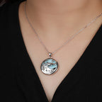 Larimar Dolphin Cutout Pendant Necklace, Round
