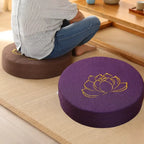Round Lotus Meditation Zafu Cushion | Linen Floor Pillow for Yoga & Ritual