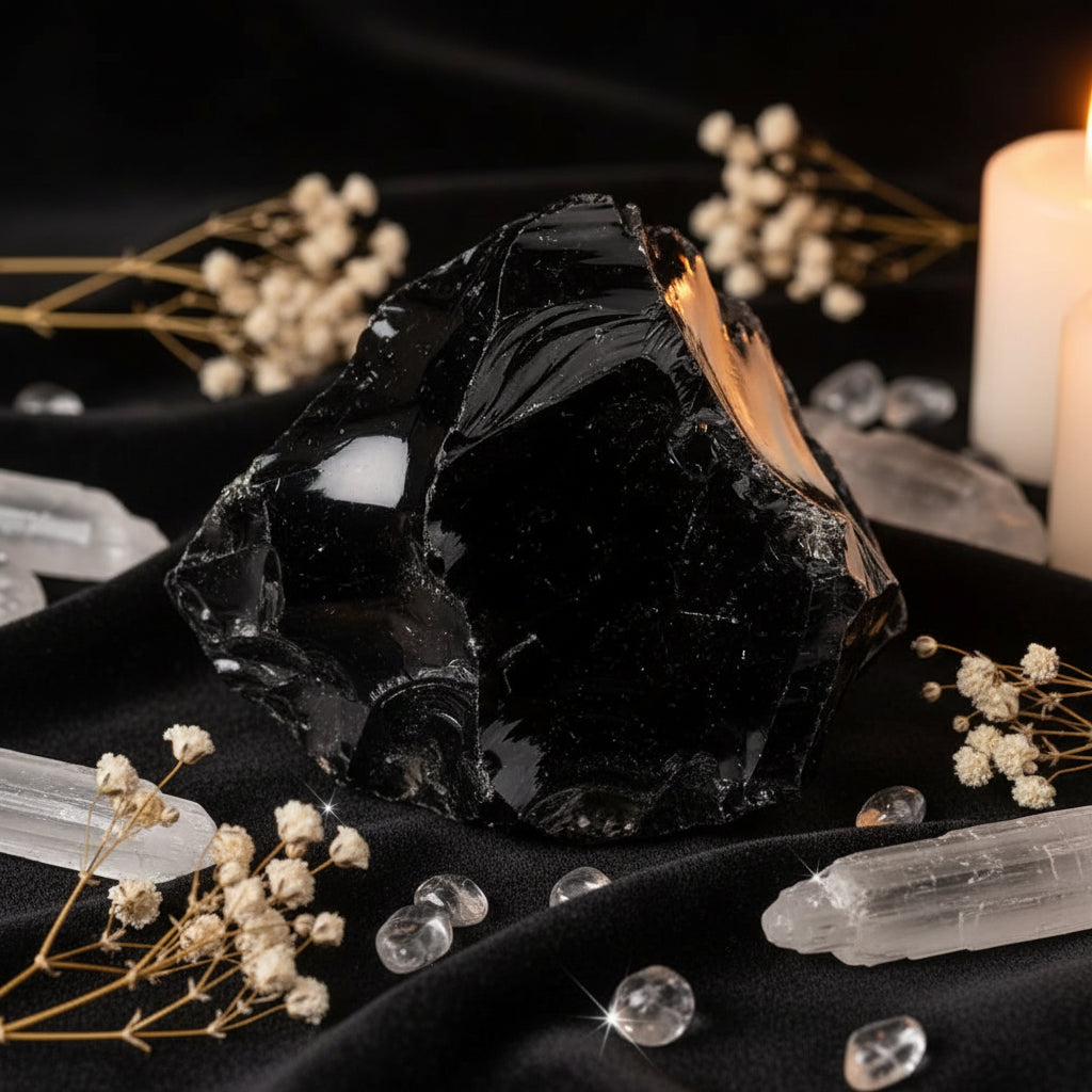 Raw Black Obsidian Rough Stone – Natural Healing Crystal Specimen