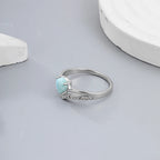 Larimar Pear-Cut Ring, Wave Pavé Band