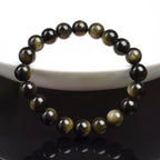 Golden & Silver Obsidian Crystal Bracelet — Protection & Grounding