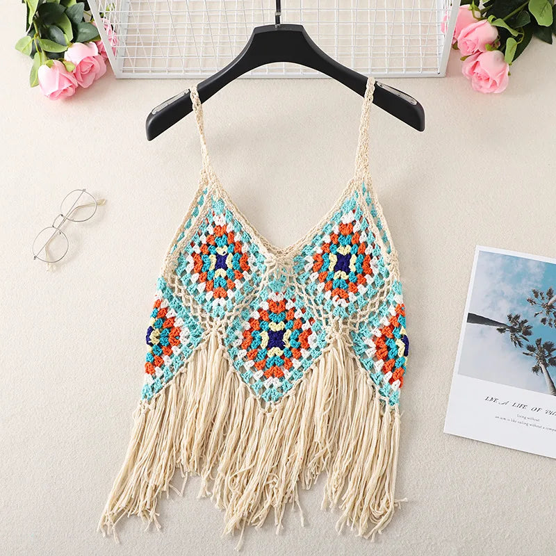 Boho Crochet Fringe Crop Top