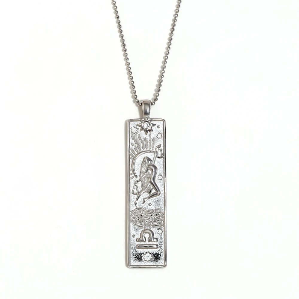 Zodiac Bar Pendant Necklace — 18K Gold & Silver Rectangle Star Sign