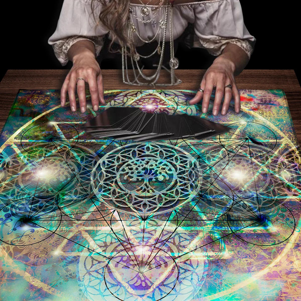 Mandala Flower of Life Altar Cloth — Sacred Geometry Tarot Mat