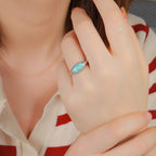 Larimar Oval Bezel Ring in 925 Sterling Silver