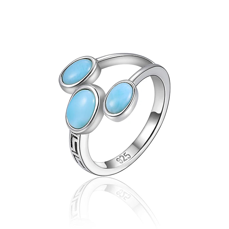 Larimar Trio 925 Sterling Silver Ring