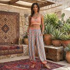 Boho Floral Print Wide-Leg Bloomer Pants