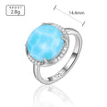 Larimar Round Halo Ring, 925 Sterling Silver