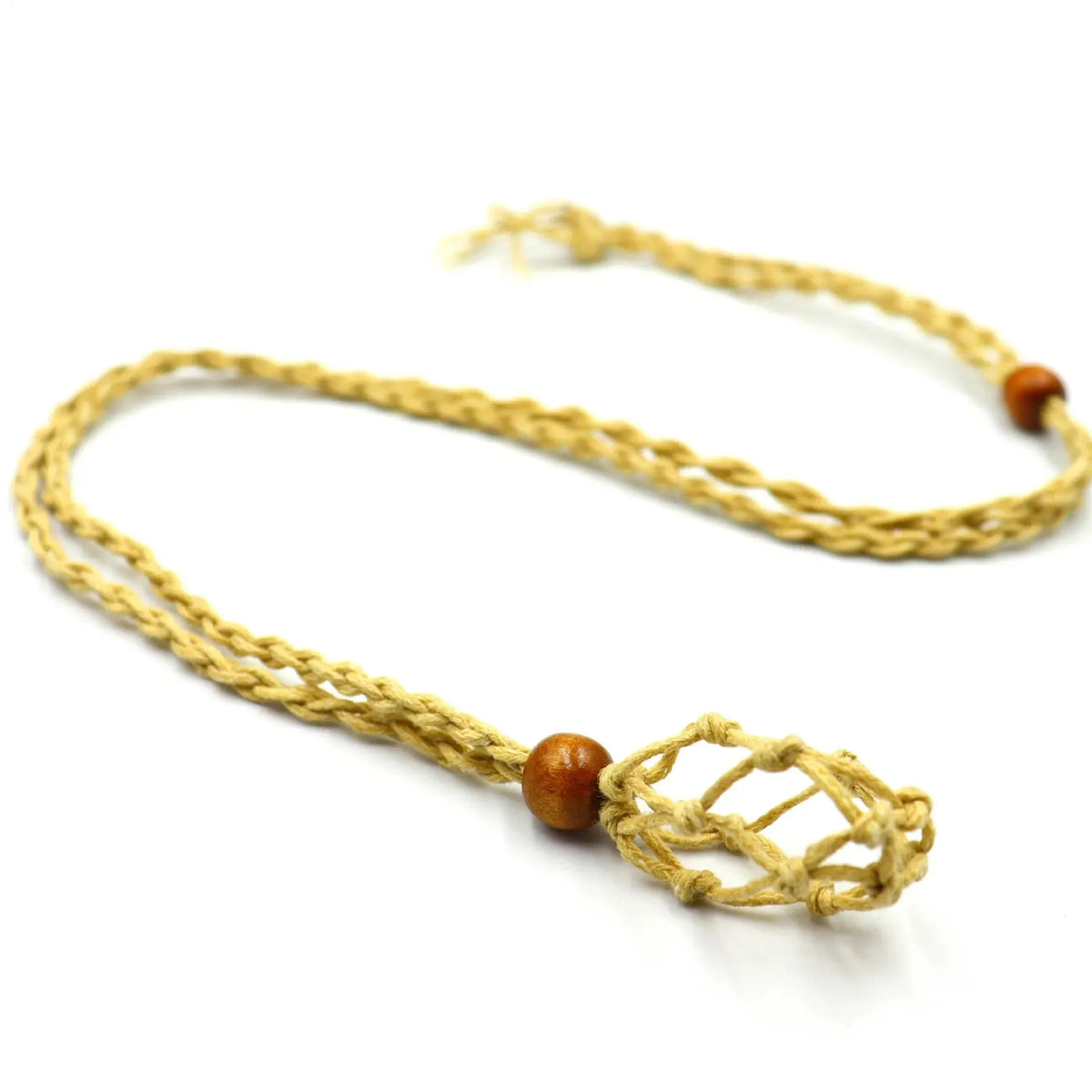 Macramé Mesh Pocket Crystal Necklace Cord | Adjustable Braided Pendant Holder