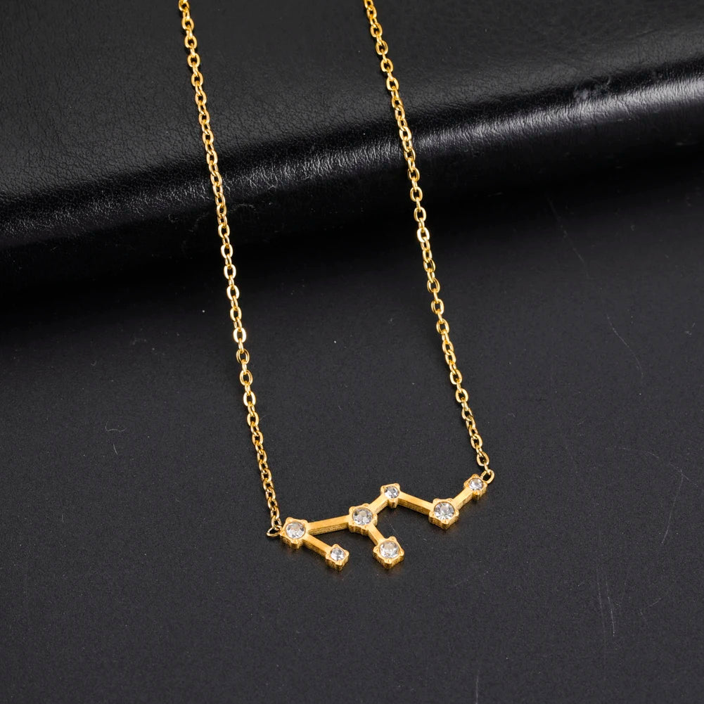 Zodiac Constellation Necklace — Silver & Gold Star Sign Pendant