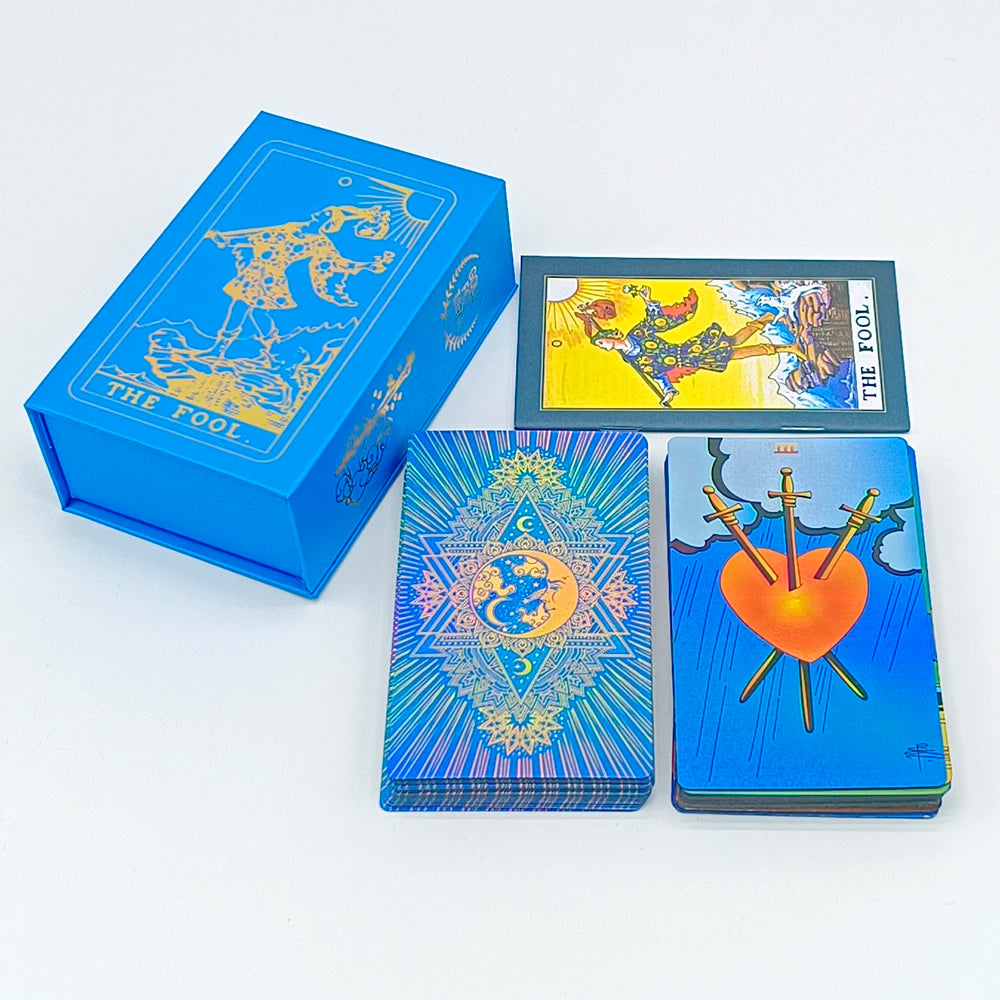 Gold Foil Rider-Waite Tarot Deck – 80-Card Luxury Edition with Gift Box