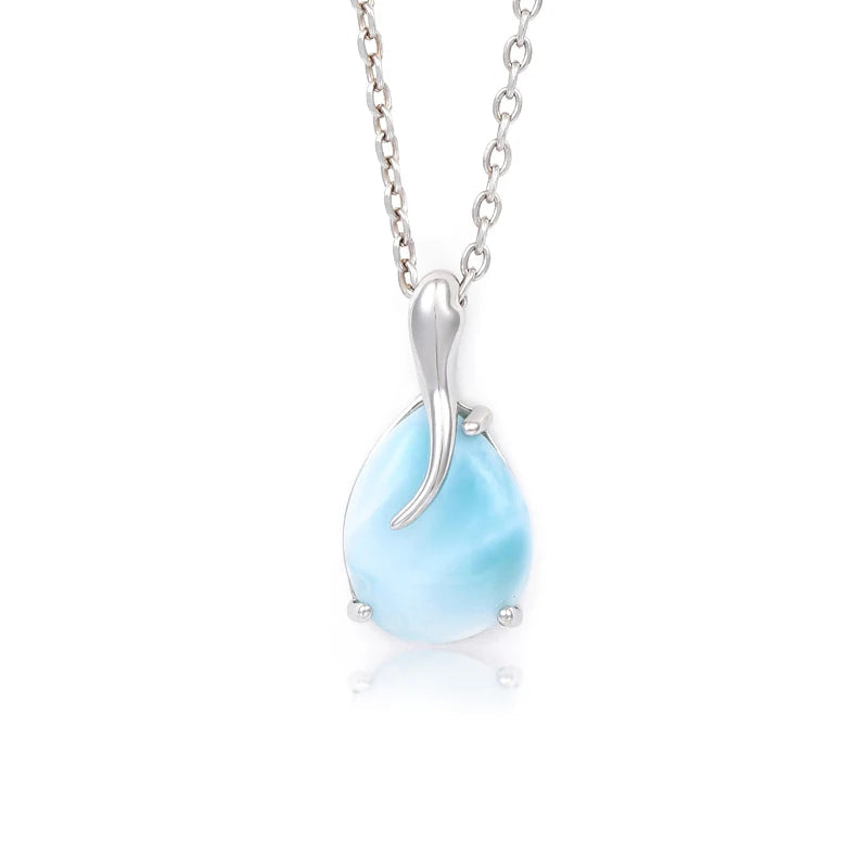 Larimar Teardrop Pendant Necklace
