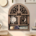 Sun & Moon Crystal Display Shelf – Wooden Wall Hanging Organizer