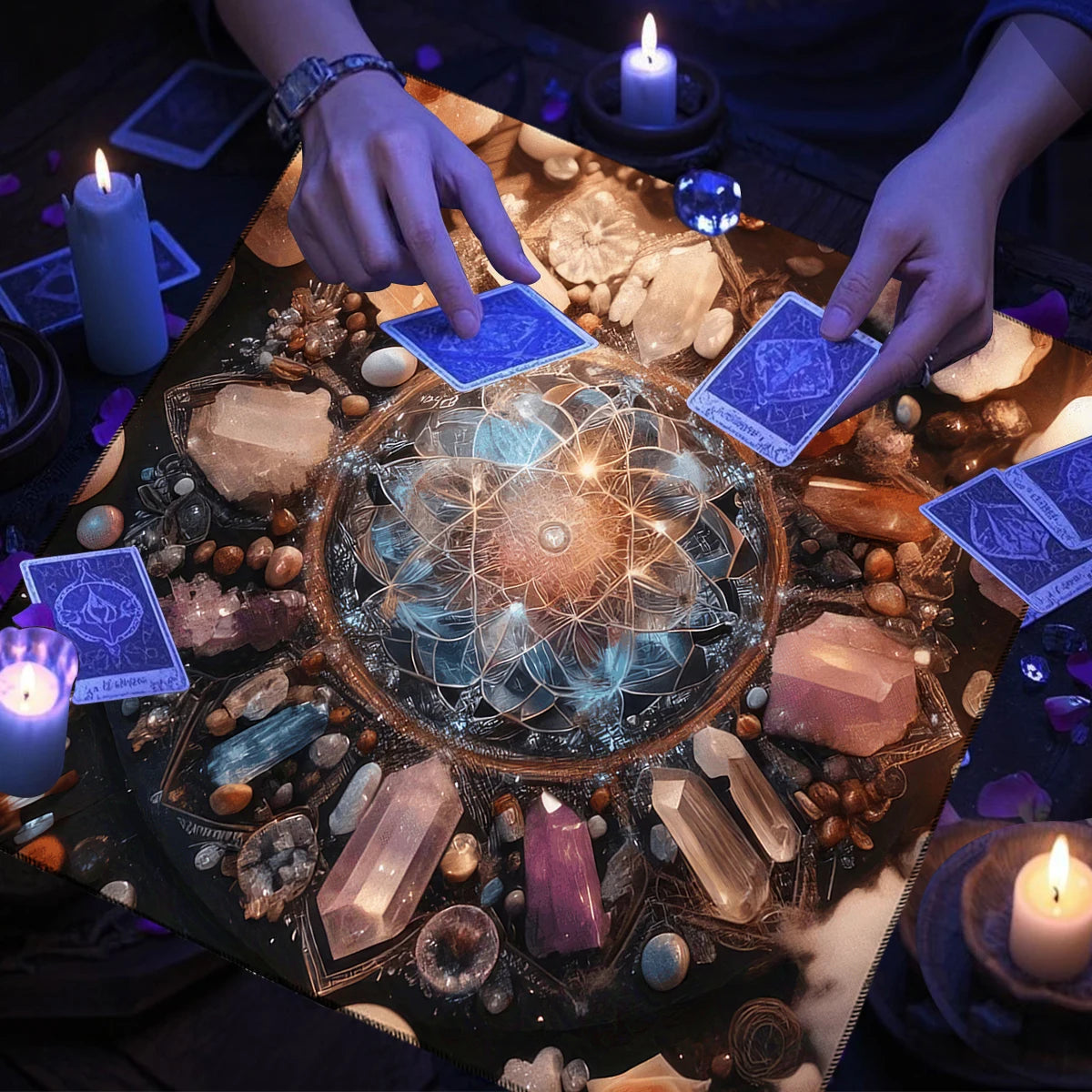 Mandala Flower of Life Altar Cloth — Sacred Geometry Tarot Mat