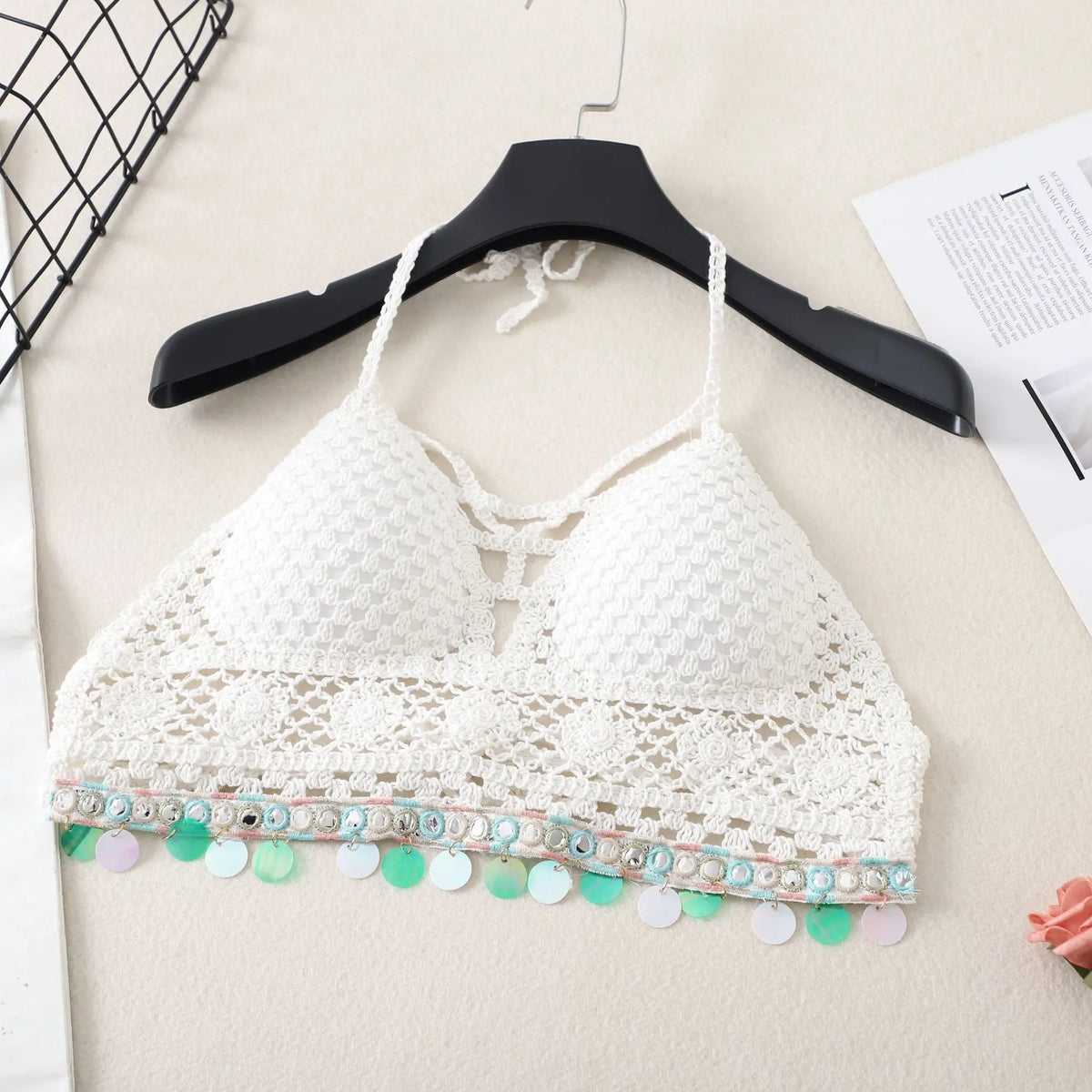 Boho Crochet Tassel Halter Bralette