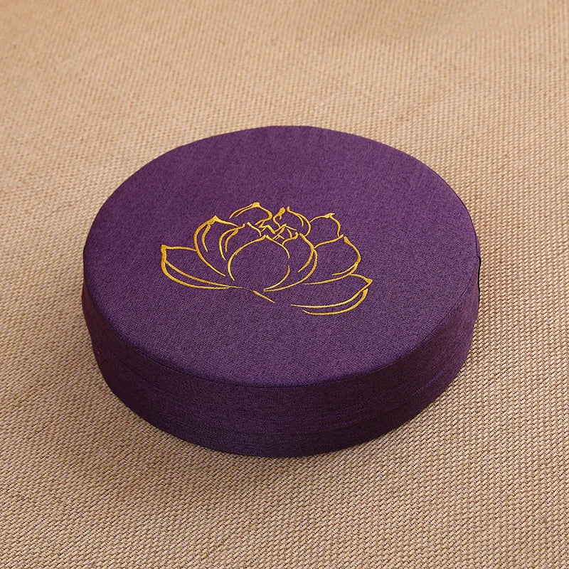 Round Lotus Meditation Zafu Cushion | Linen Floor Pillow for Yoga & Ritual
