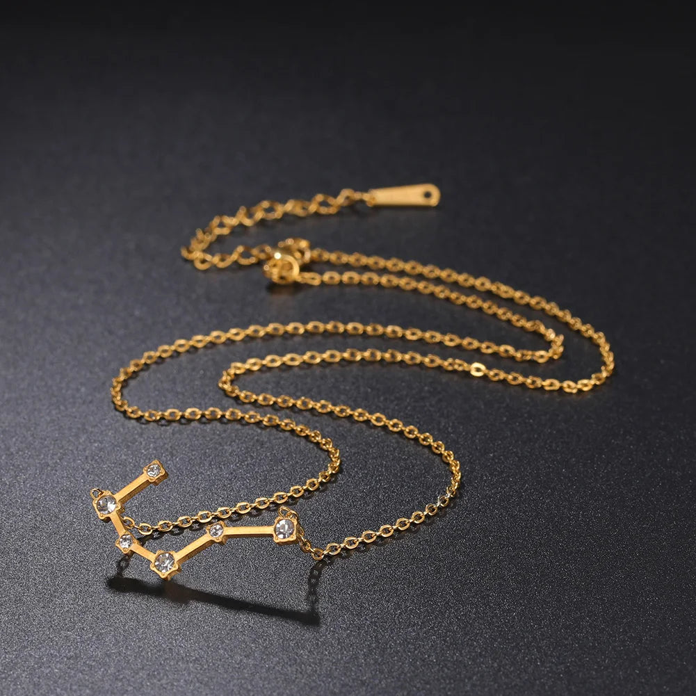 Zodiac Constellation Necklace — Silver & Gold Star Sign Pendant