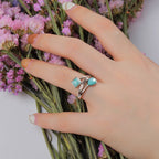 Larimar Dual-Stone Ring, Asymmetric Band