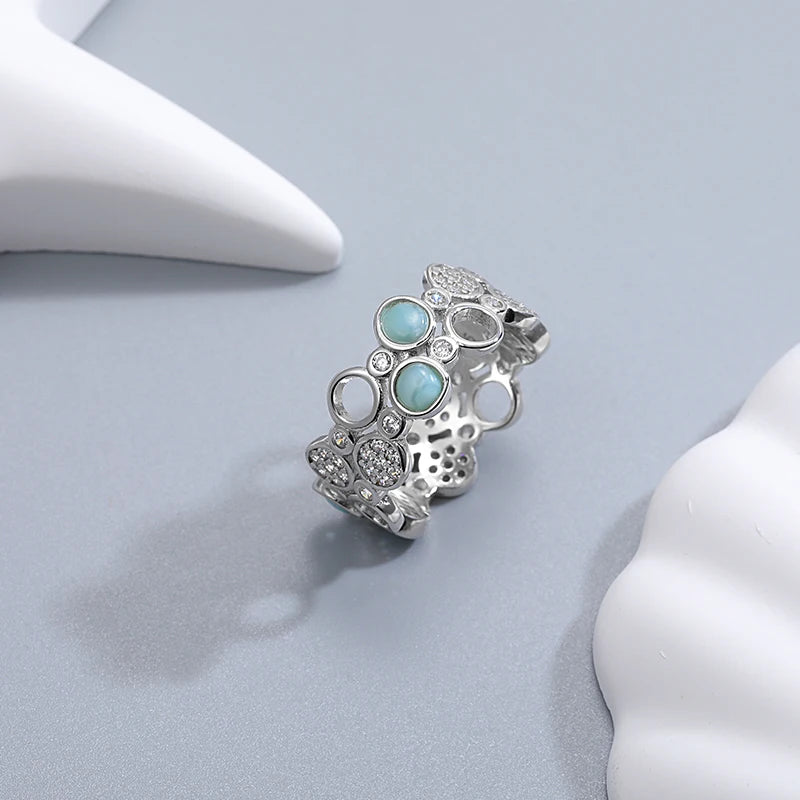 Larimar Bubble Band Ring in 925 Sterling Silver