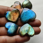 Labradorite Heart Cabochon Set | Natural Flashy Stone