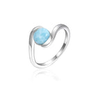 Larimar Geometric Ring in 925 Sterling Silver