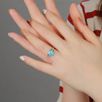 Larimar Sculptural Bezel Ring in 925 Sterling Silver