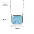 Larimar Rectangle Pendant Necklace in 925 Sterling Silver