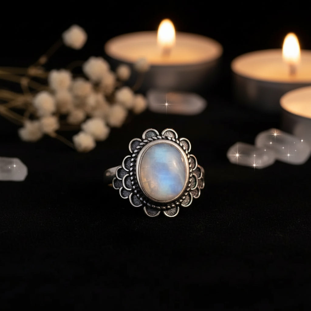 Moonstone 925 Silver Ring | Natural Gemstone Ring