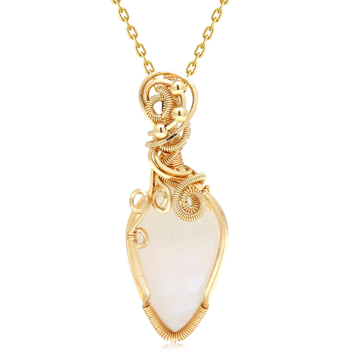 Wire-Wrapped Gemstone Pendant Necklace | Labradorite, Moonstone & Sunstone