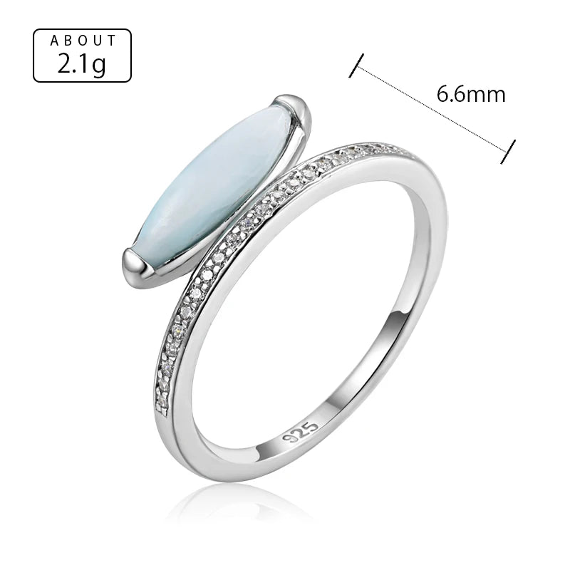 Larimar Minimalist Bezel Ring with Pavé Shoulder