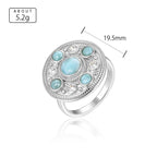Larimar Vintage Medallion Ring in 925 Sterling Silver