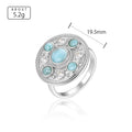 Larimar Medallion Statement Ring in 925 Sterling Silver