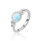Larimar Round Bezel Ring, Scrolled Shoulders