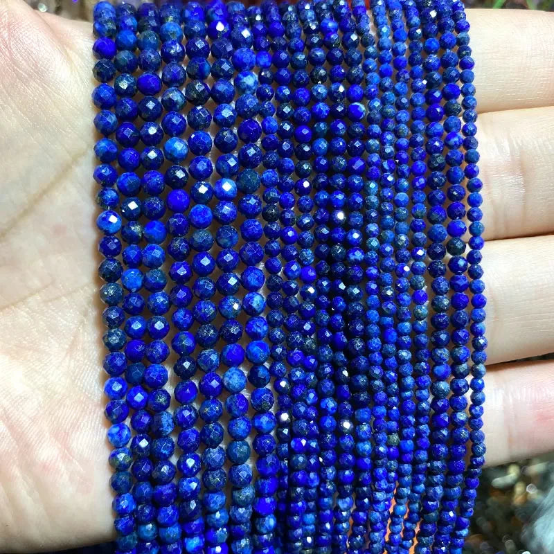 Lapis Lazuli Faceted Round Beads | A & AAA Grade | 2mm 3mm 4mm | Jewelry Making