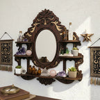 Baroque Mirror Wall Shelf – Ornate Wooden Crystal Display