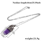 Skull & Crescent Moon Crystal Point Pendant Necklace | Natural Gemstone | Reiki Healing Jewelry
