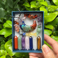 9-Piece Pointed Crystal Chakra Healing Set | Hexagonal Gemstone Wands in Gift Box