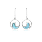 Larimar Wave Circle Drop Earrings in 925 Sterling Silver