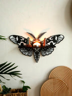 Moth & Butterfly Wall Shelf – Wooden Candle Holder & Crystal Display