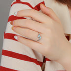 Larimar Double Stone Bypass Ring in 925 Sterling Silver