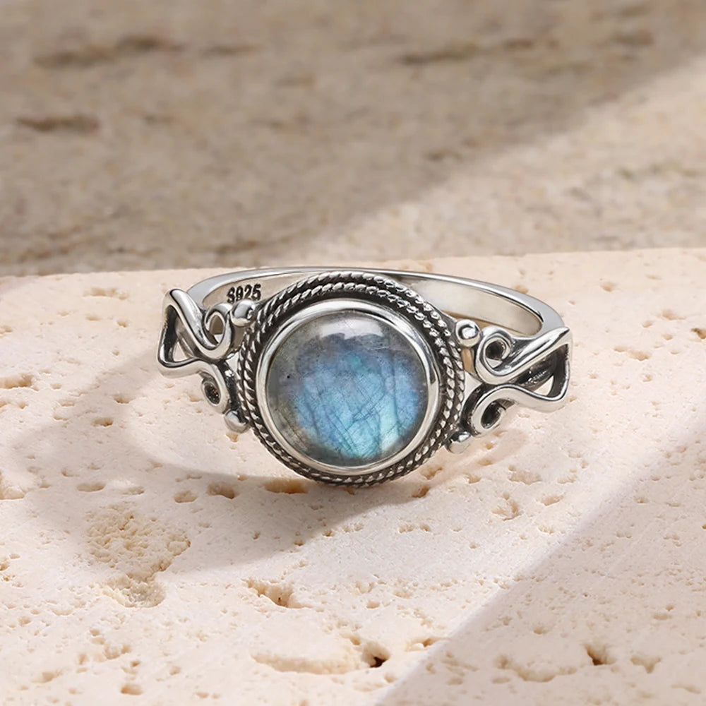 Natural Labradorite Ring — 925 Sterling Silver