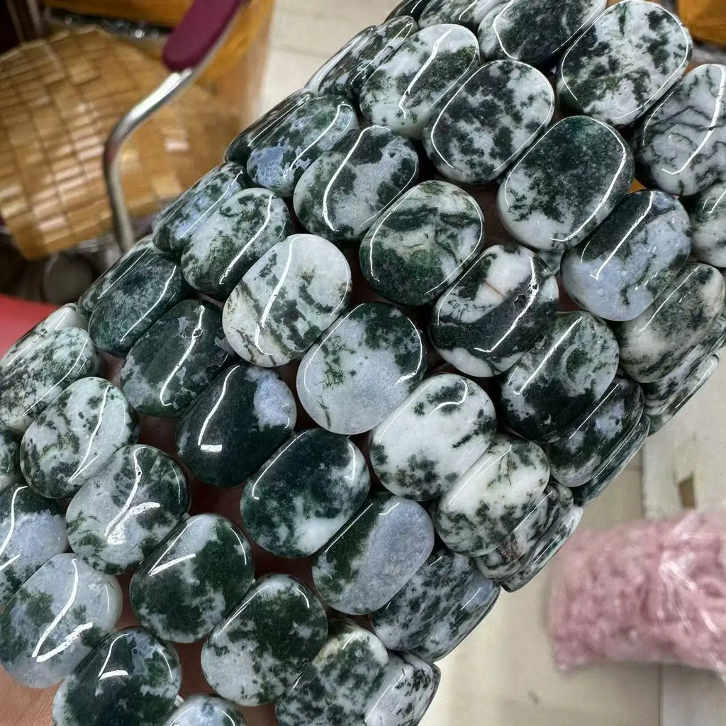 Natural Green Tree Moss Agate Bracelet