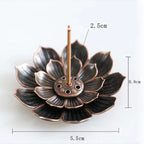 Lotus Incense Burner | 2-in-1 Bronze Metal Holder for Sticks & Cones