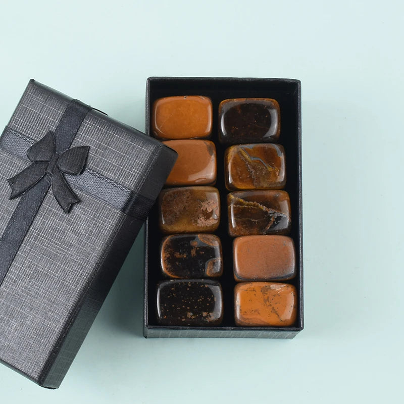 10-Piece Tumbled Crystal Healing Stone Set | Chakra Reiki Gemstones in Gift Box