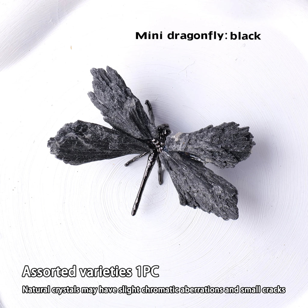 Black Tourmaline Feathered Dragonfly Charm