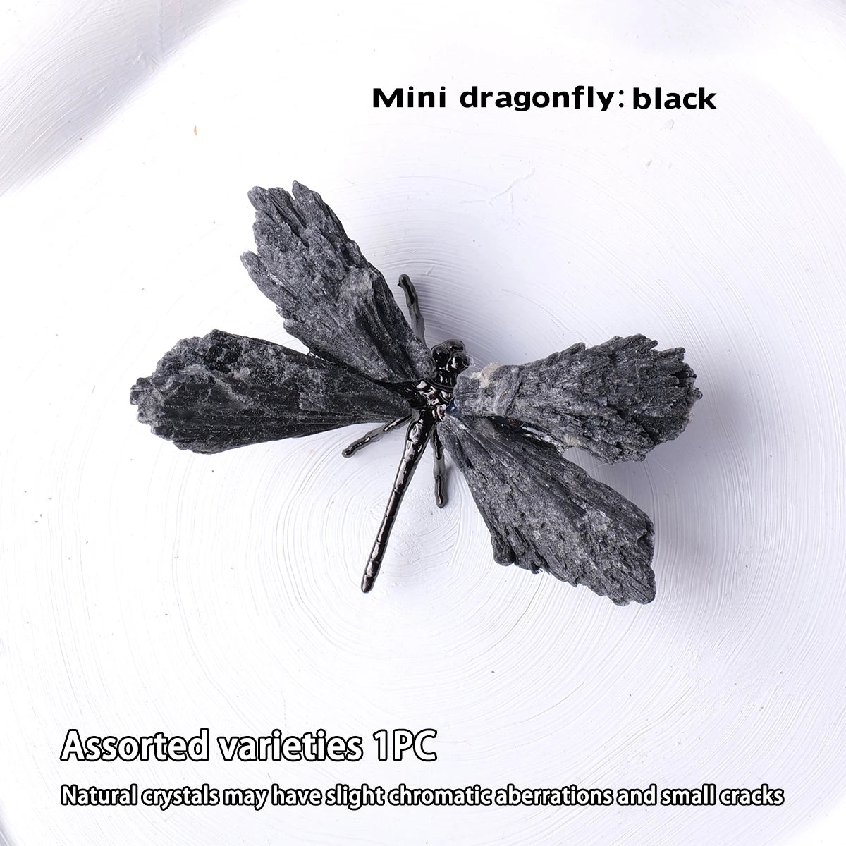 Black Tourmaline Feathered Dragonfly Charm