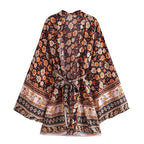 Boho Floral Bat-Sleeve Kimono Dress