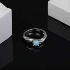 Larimar Molten Band Solitaire Ring in 925 Sterling Silver